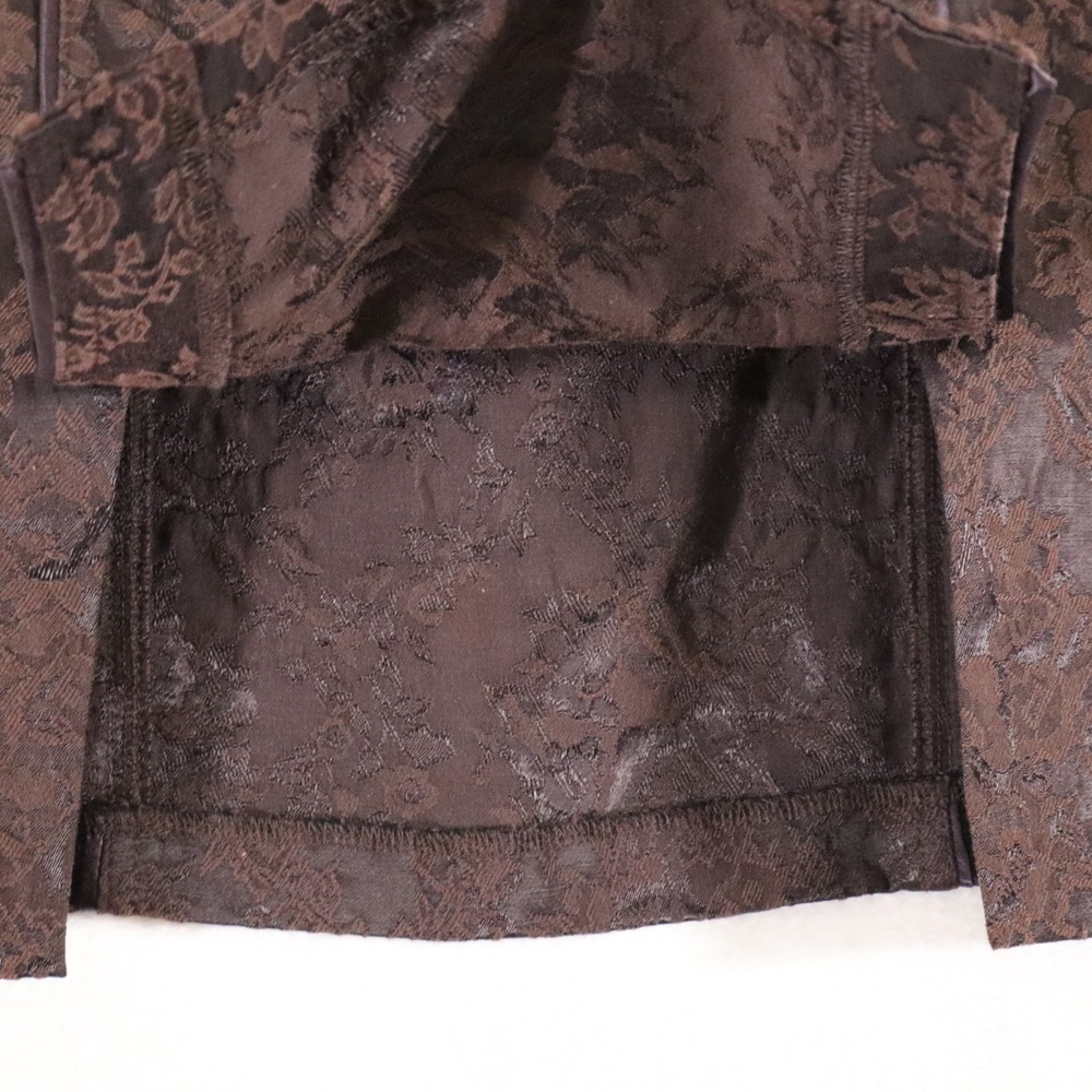 bebe Womens 6 Brown Floral Jacquard Pencil Skirt Side Zip Back Vent Made in USA - Picture 7 of 8